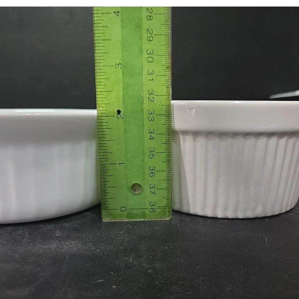 Bali White Ceramic Ribbed Bowls, Set of‎ 3, Vintage Replacement Kitchenware